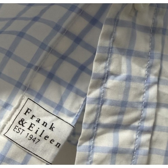 Frank‎ & Eileen Womens Billy Jean Crinkle Plaid Button Up Shirt Size XL Blue - Picture 9 of 9